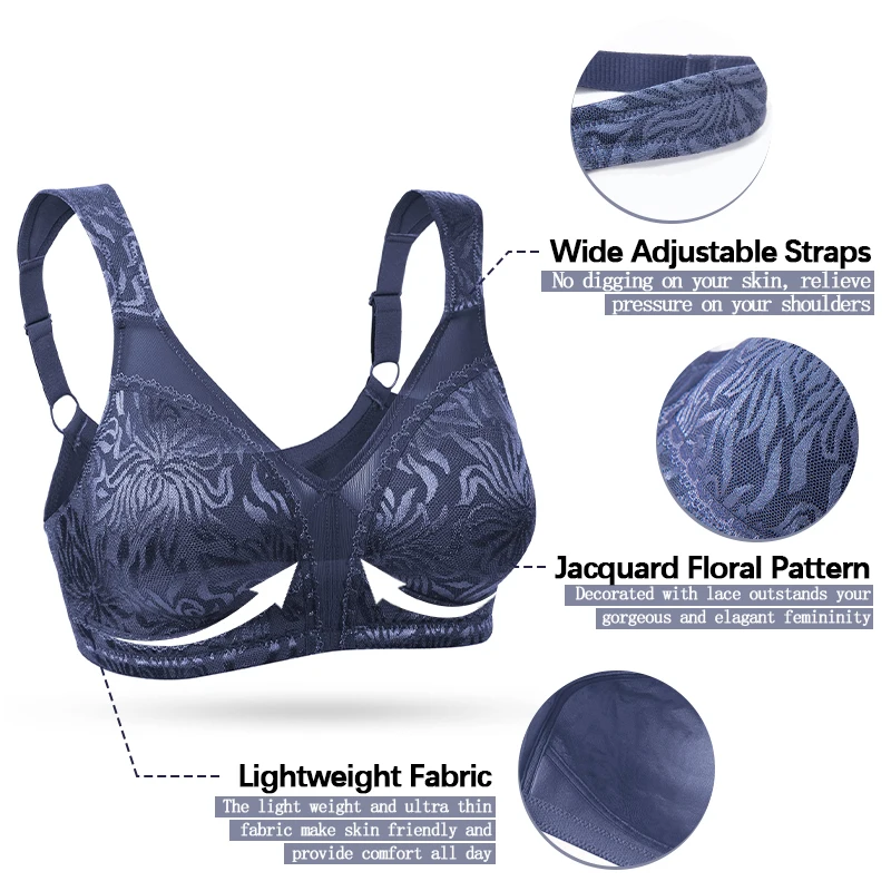 Wingslove Breast Minimizer Bra Full Coverage Wirefree Plus Size Non Padded Lingerie Adjustable Straps Push Up Brassiere Femme