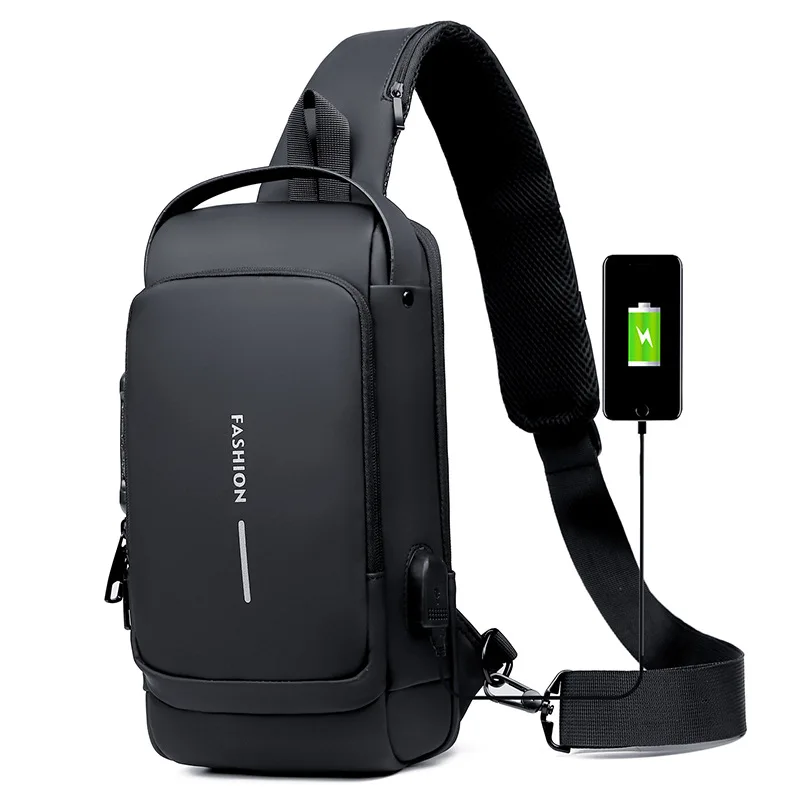 

Men's Waterproof USB Crossbody Bag Password Lock Anti-theft Shoulder Sling Bags Multifunction Travel Messenger Chest Pack Bolsas
