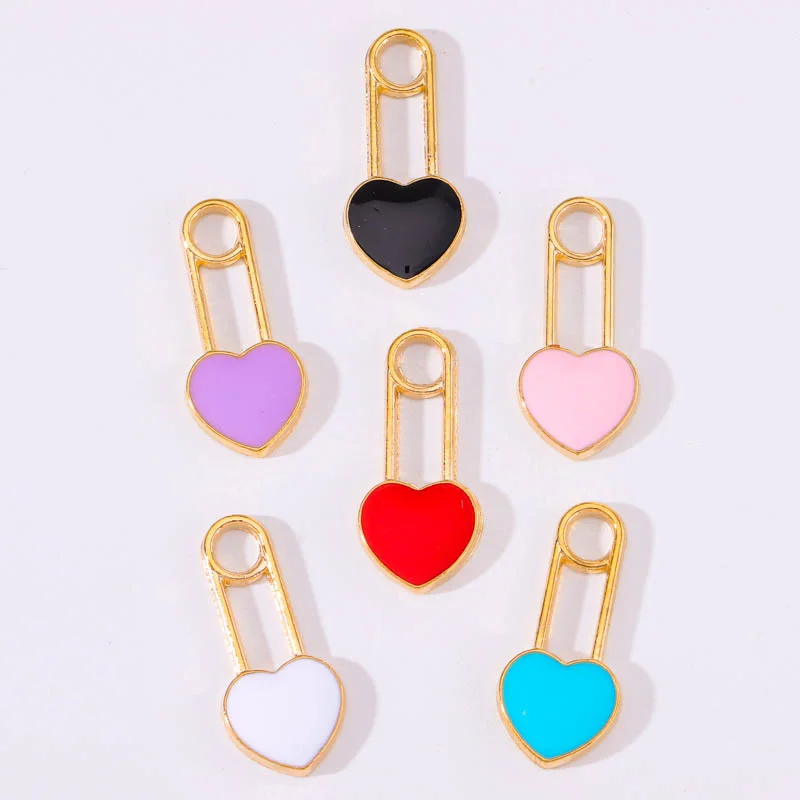 

10Pcs Enamel Alloy Pin Peach Heart Pendant Drip Oil Earrings Material Diy Charms For Jewelry Making Accessories Women's Necklace