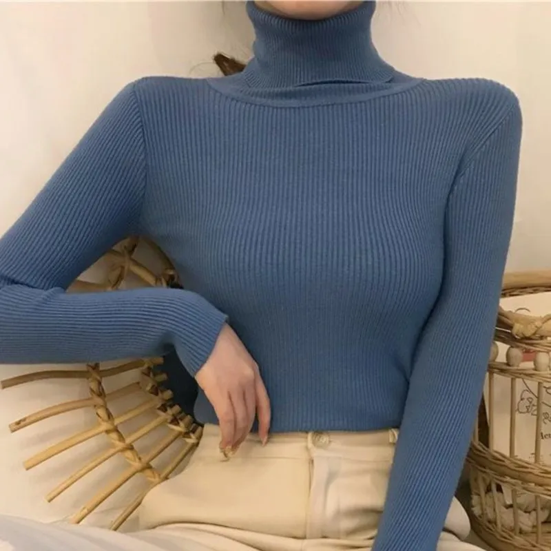 

Женский трикотажный свитер-водолазка We.Fine, модный теплый вязаный свитер, сексуальные пуловеры, свитера, женская винтажная Базовая Трикотажная одежда для женщин