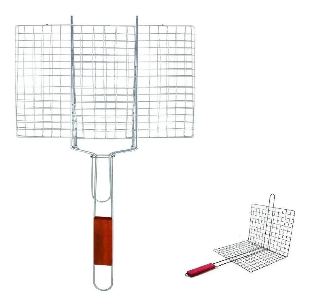 

Grelha Dupla Para Churrasco Carne Aves Peixes Compacta 22x44