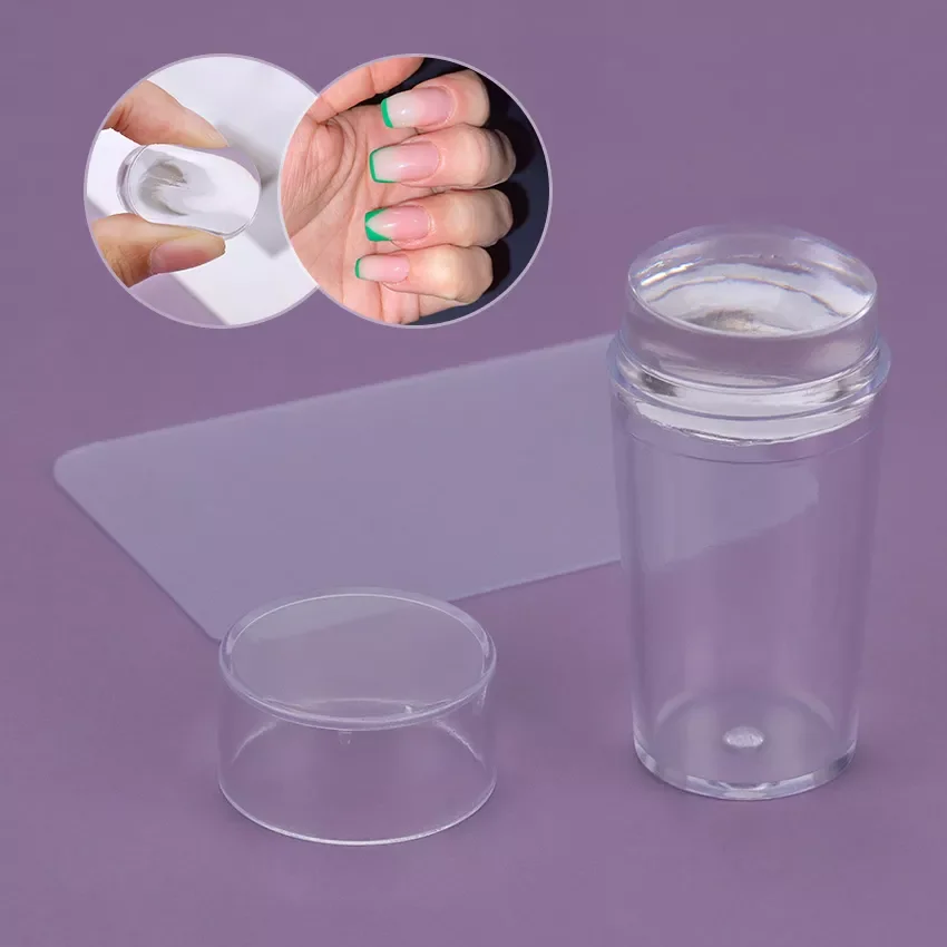 

Head Silicone Transparent Nail Art Stamping French Manicure Stamp Template With Scraper Nail Art Accessories