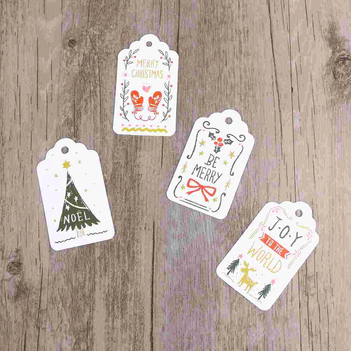 

4packs 50pcs/pack Christmas Tags Festival Printed Hanging Labels for Decoration Hotel Office Home
