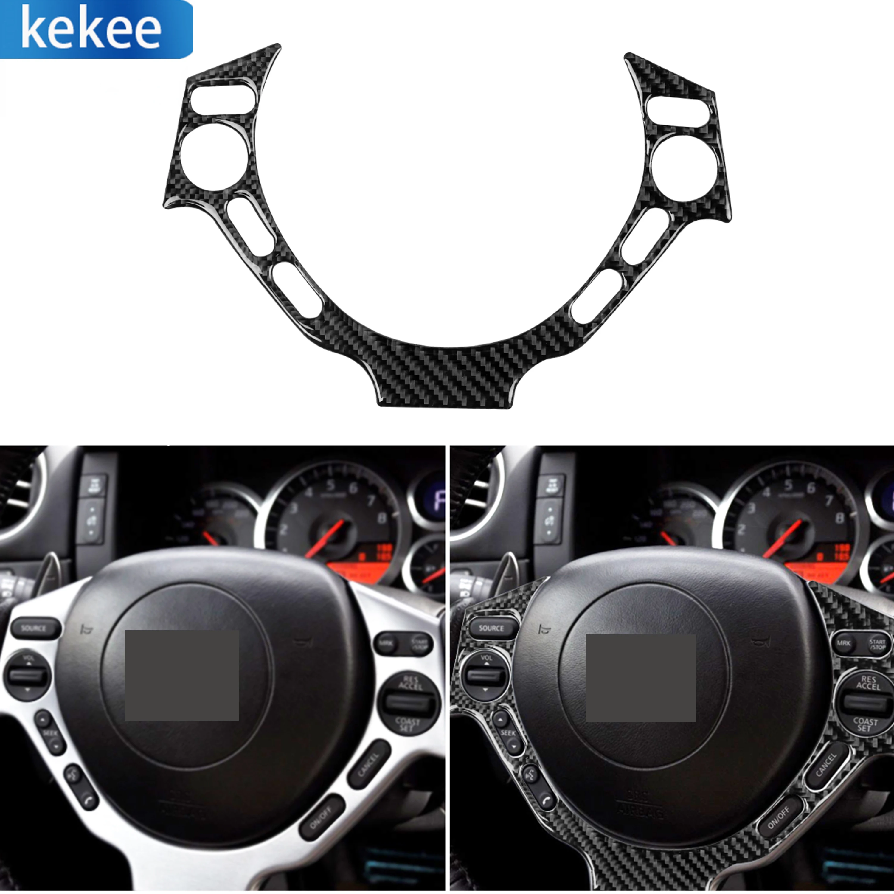 

For Nissan GTR R35 2008-2016 Carbon Fiber Steering Wheel Accent Button Sticker Switches Frame Cover Trim 3D Auto Car Accessories