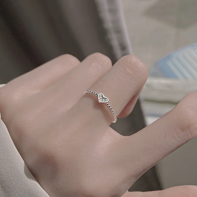 

FMILY Minimalist 925 Sterling Silver Sweet Love Ring Fashion OL Commuter All-match Temperament To Send Girlfriend Gifts