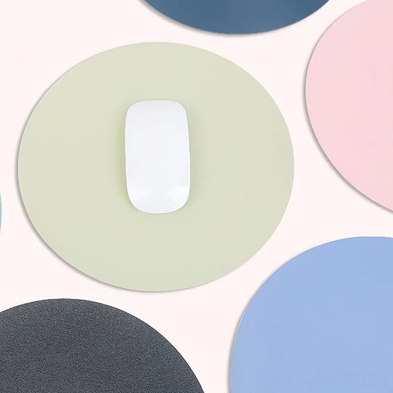 

Simple Solid Color PU Leather Mouse Mat Anti-slip Waterproof 25cm Round Mouse Pad School Supplies Office Accessories Desk Set