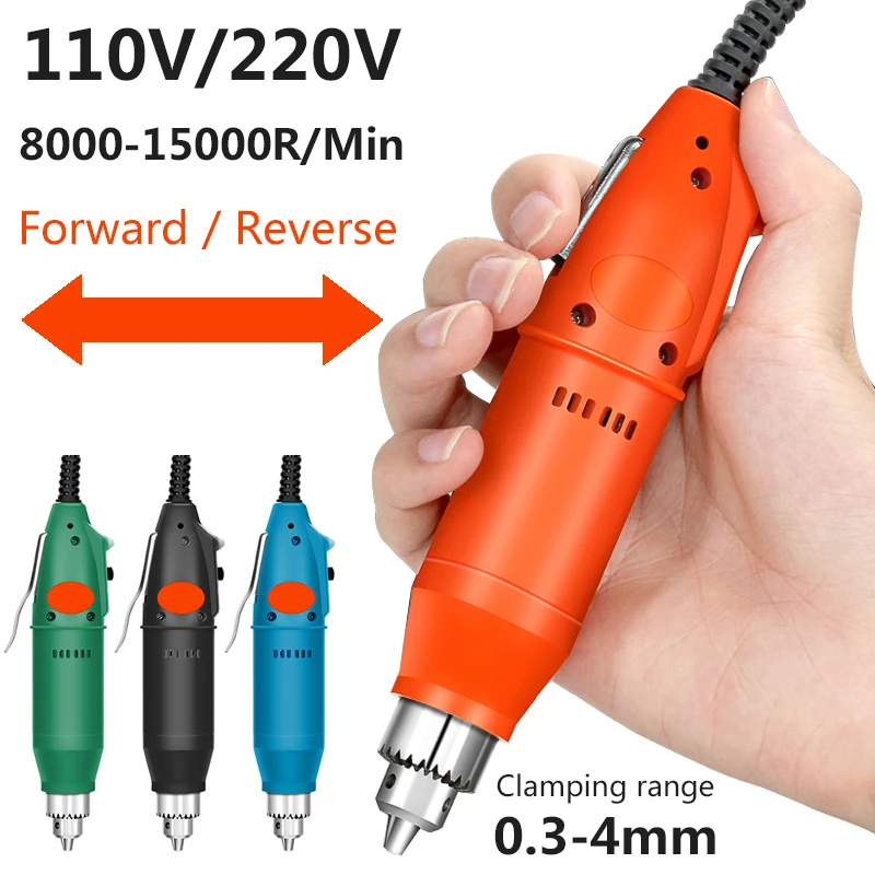 110V/220V Mini Electric Drill Positive Negative Variable Speed Dremel Style Rotary Tools Mini Grinding Power Tools Engraver Pen