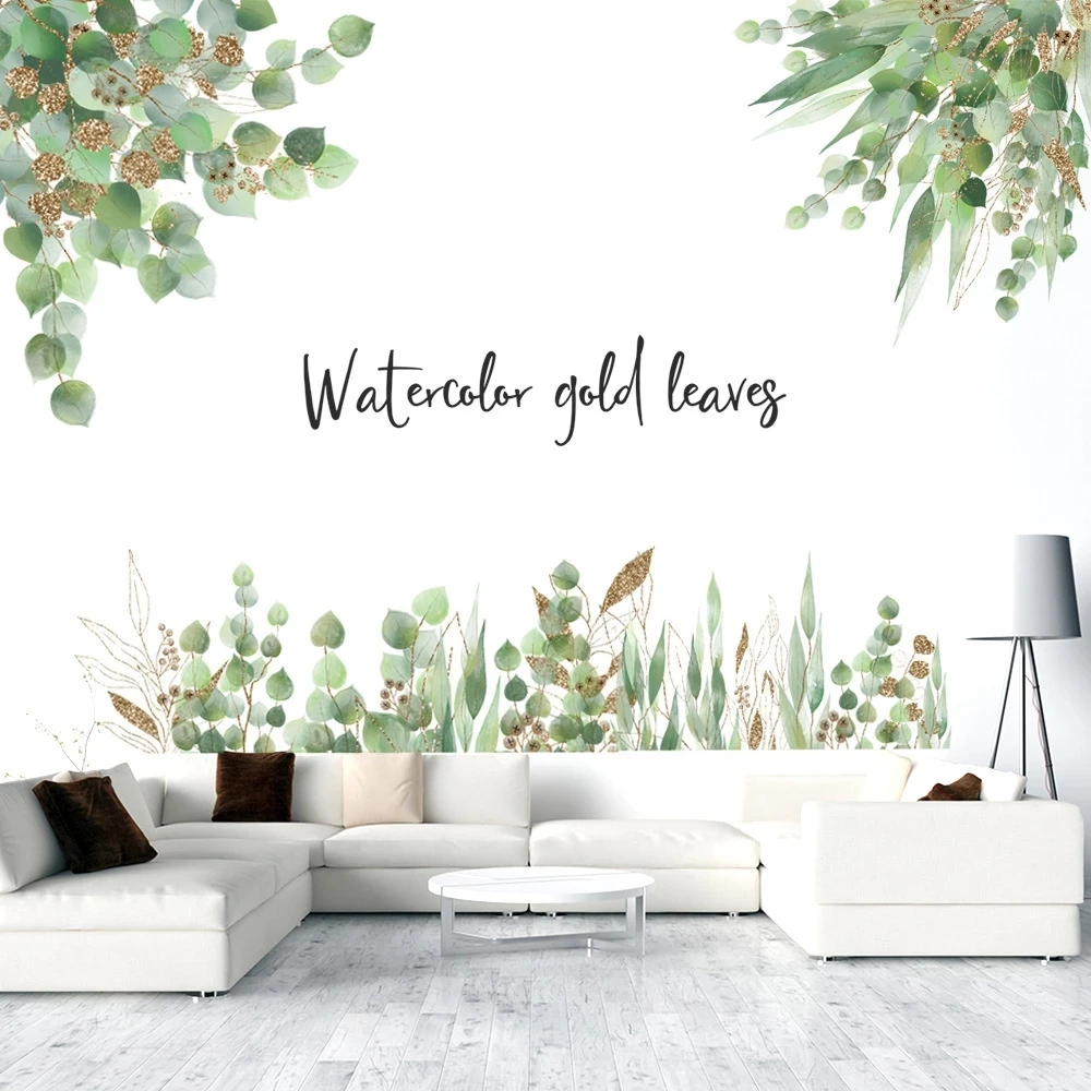 Тропические зеленые листья настенная наклейка украшение для спальни гостиной