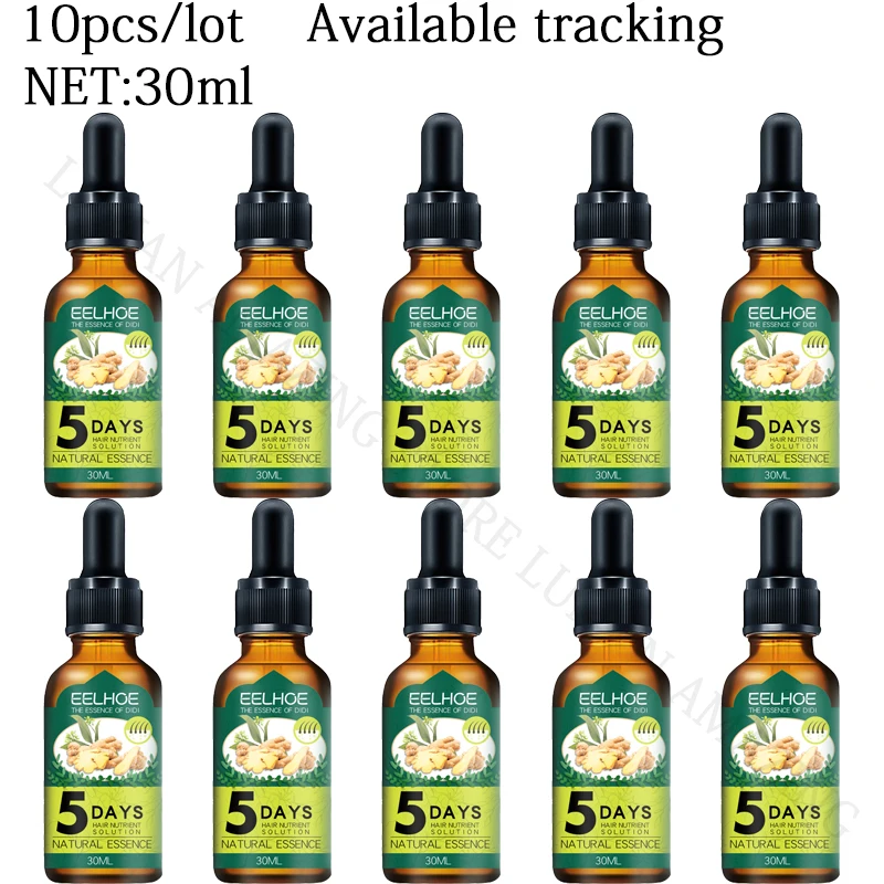 

10pcs Ginger Hair Growth Products Natural Anti Hair Loss Prevent Baldness Treatment Fast Growing Nourish Dry Damaged Hair 30ml