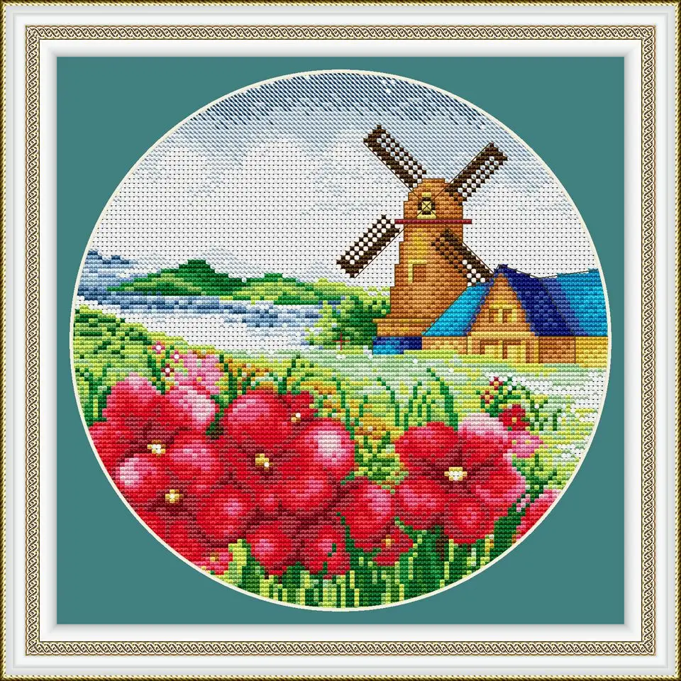 

SJ009A Stich Cross Stitch Kits Craft Packages Cotton Seasons Painting Counted China DIY Needlework Embroidery Cross-Stitching