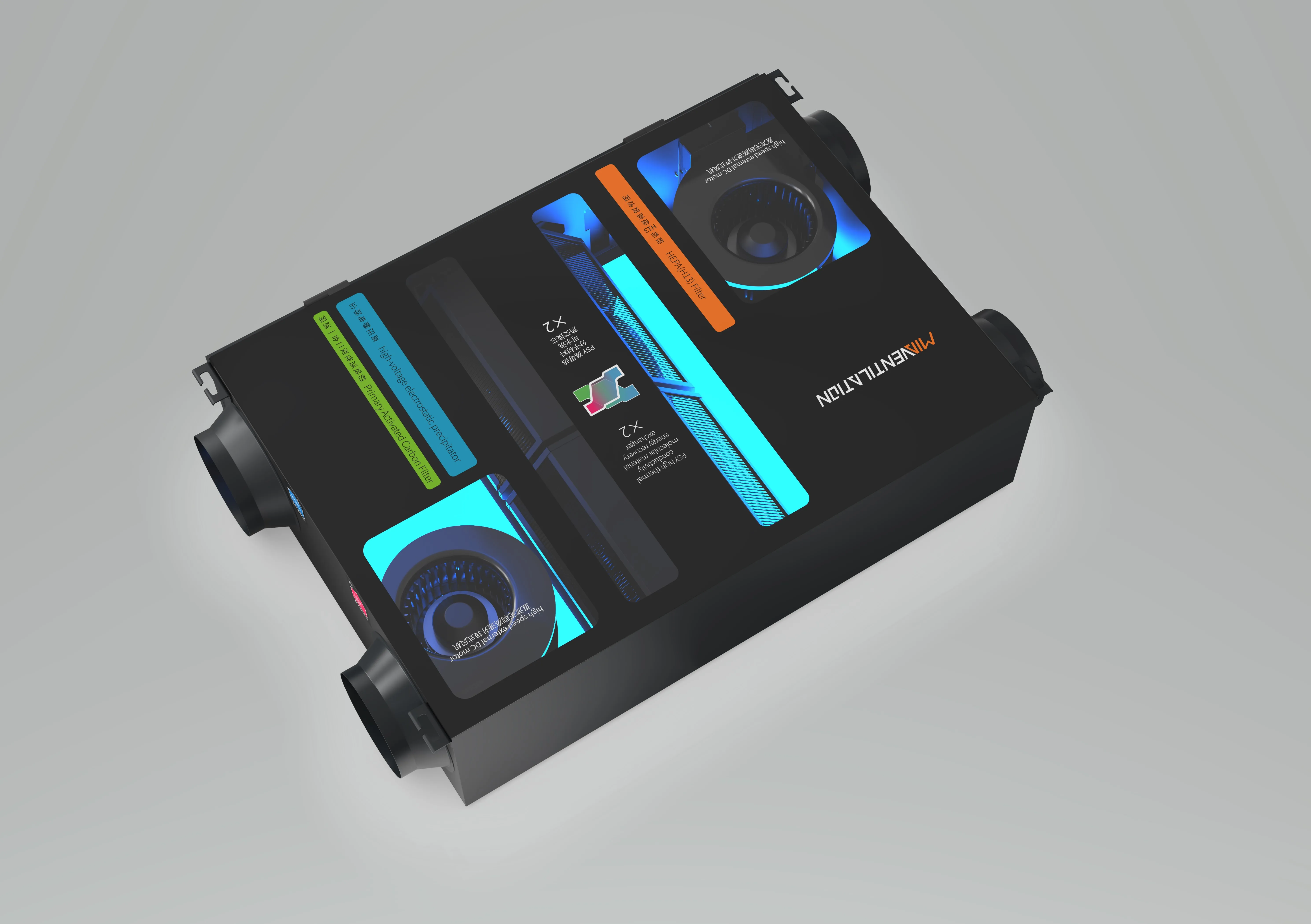 Потолочный 150 м 3/ч с угольным фильтром домашний Интеллектуальный