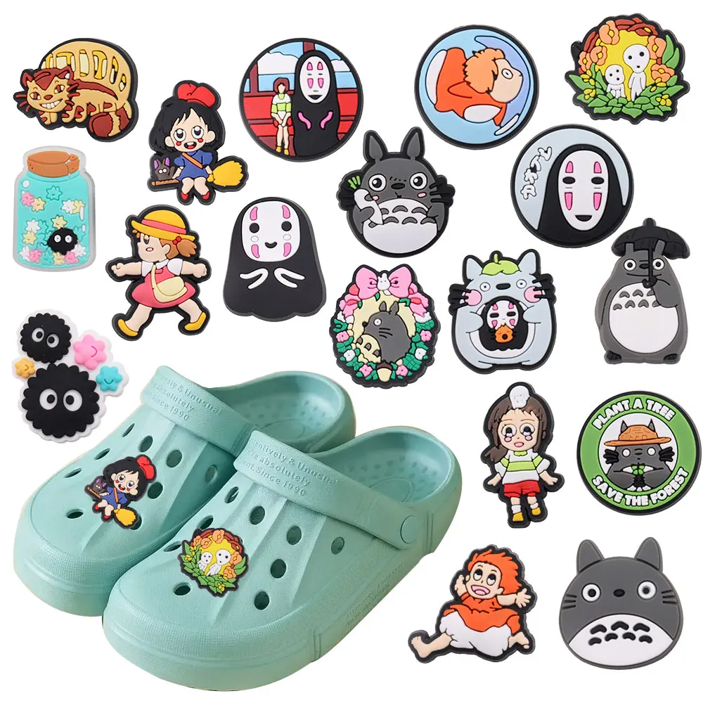 

1-18PCS PVC Shoe Charms Japan Anime No Face Man Croc Jibz Buckle Fit Wristbands Decoration Slipper Accessories Kids Party Gift