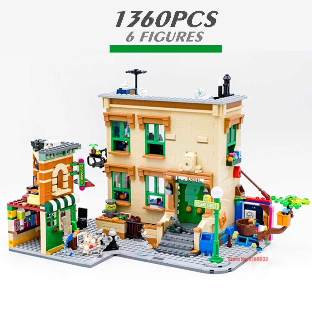 

New 1367PCS 6 Dolls Ideas 123 Sesamed Streetview Street House Figures 21324 Building Blocks Bricks City Model Toys Kid Gift