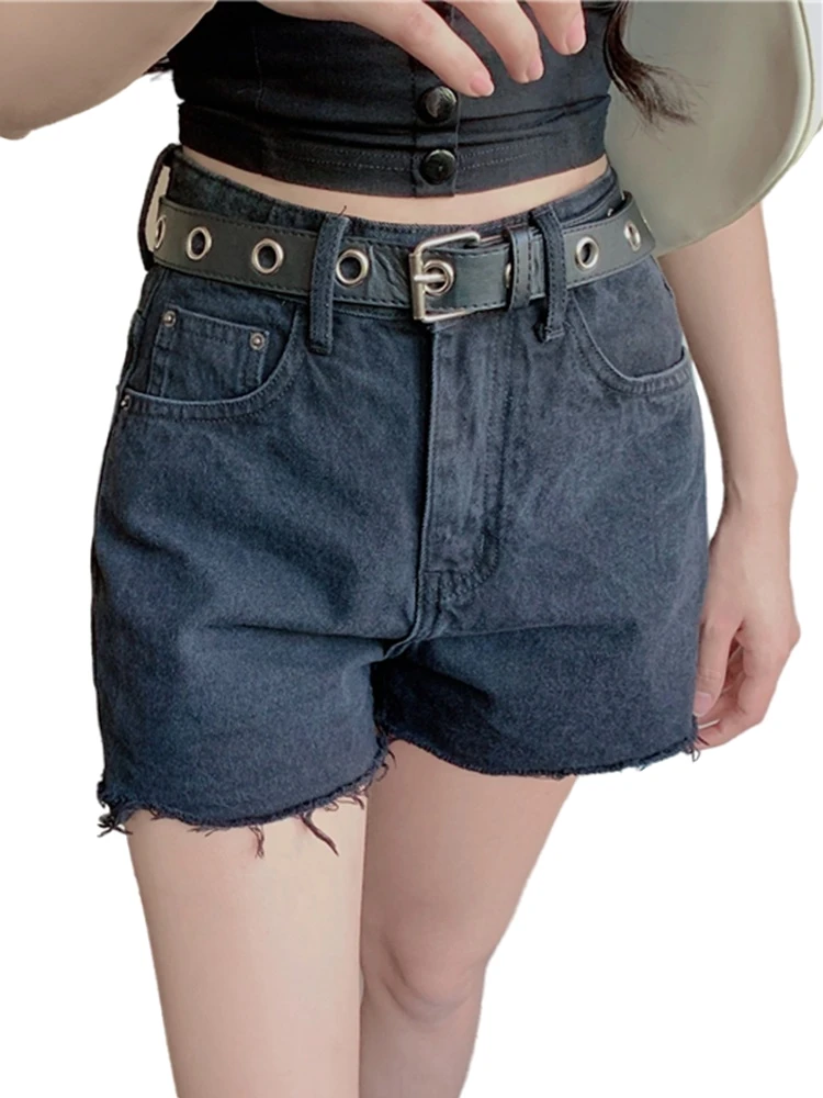 

Chic Korean Version Frayed Women's Denim Shorts Summer Wide-leg Slimming Short Jeans Feminino 2022 Fashion Women's Clothing