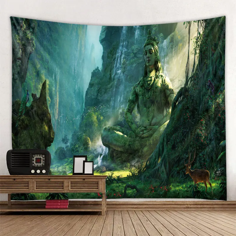 

Buddha At The Bottom Of The Valley Prainted Wall Hanging Tapestry Mandala Bohemia 5 Sizes Travel Sleeping Pad Polyester Fabric