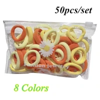 new simple trend 8 styles 50pcsset seamless for girls and women polyester high resilience colorful durable ladies hair bands