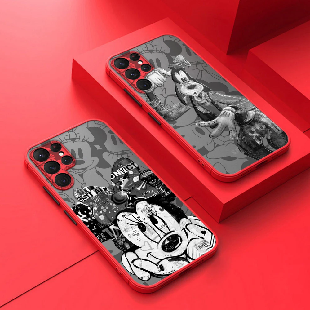 

Disney mickey minnie Friend Phone Case For Samsung S22 S21 Ultra S20 FE S10E S10 Lite Plus Frosted Translucent Matte Cover