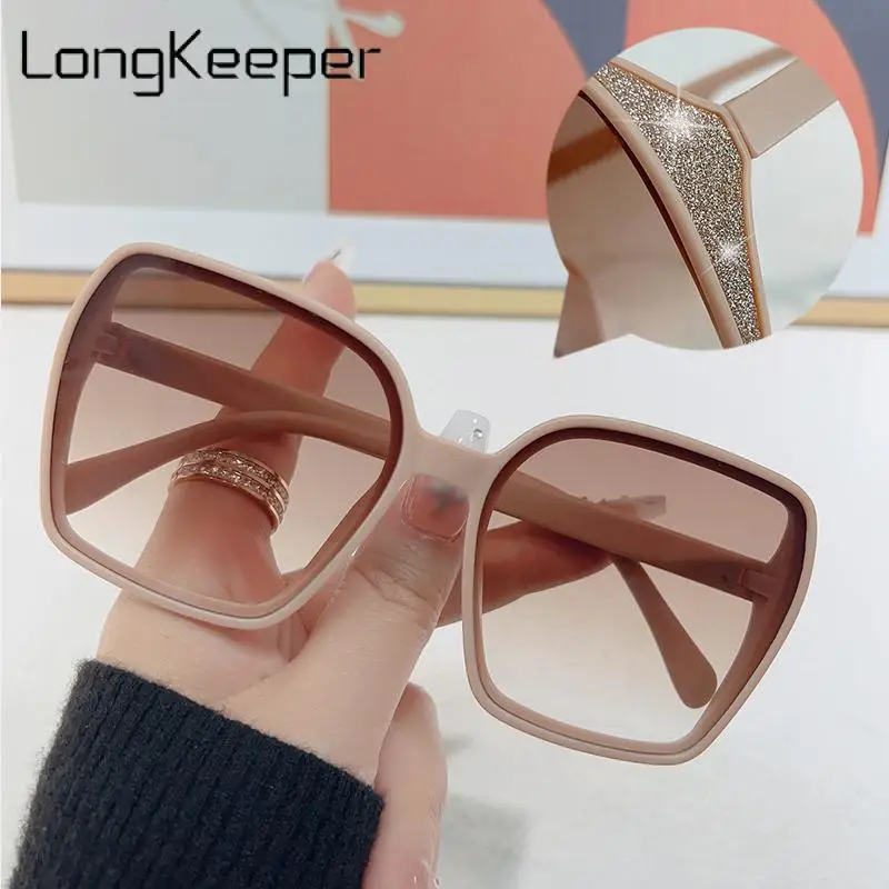 

Long Keeper 2023 Vintage Gradient Luxury Square Sunglasses Women Brand Designer Retro Oversized Sun Glasses Female Gafas De Sol
