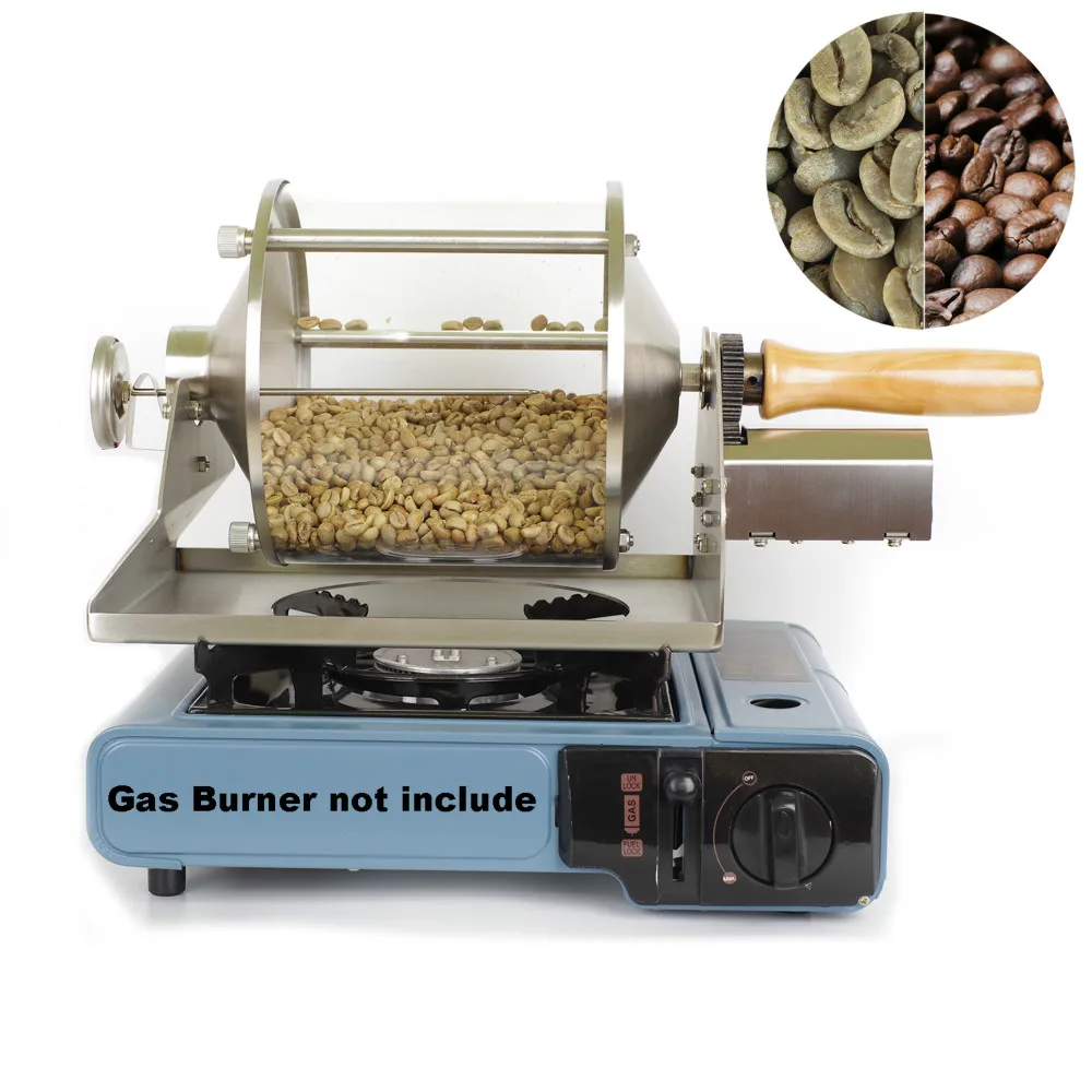 

110V/220V Small Household Fuel Gas Coffee Beans Baking Machine Direct Fire Roaster 400G Capacity Glass Transparent Visualization