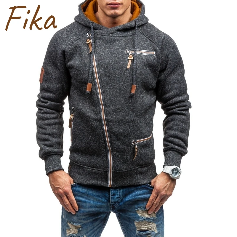 

New Personality Side Zipper Hooded Male Sweater Autumn and Winter All-match Sweatshirt American Cationic Flannel Sweater for Men
