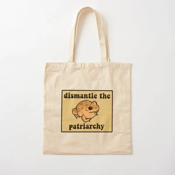 

Dismantle The Patriarchy Frog Cotton Canvas Bag Shoulder Bag Casual Ladies Shopper Fabric Women Foldable Handbag Travel