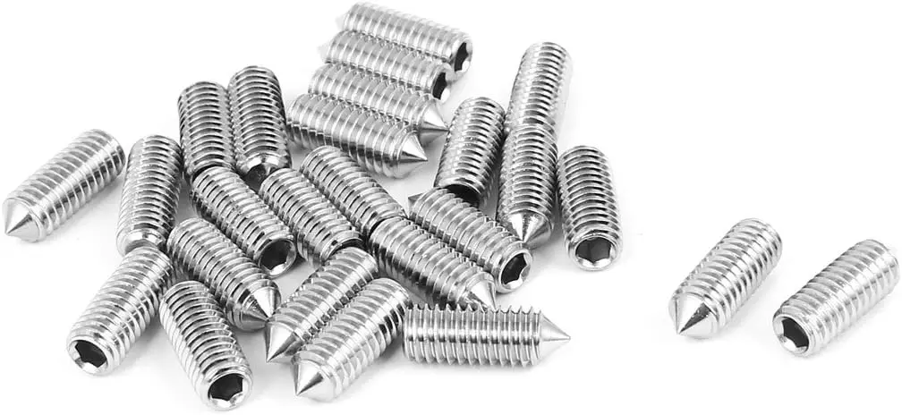 

Keszoox M6x16mm Stainless Steel Cone Point Hexagon Socket Grub Screws 25pcs