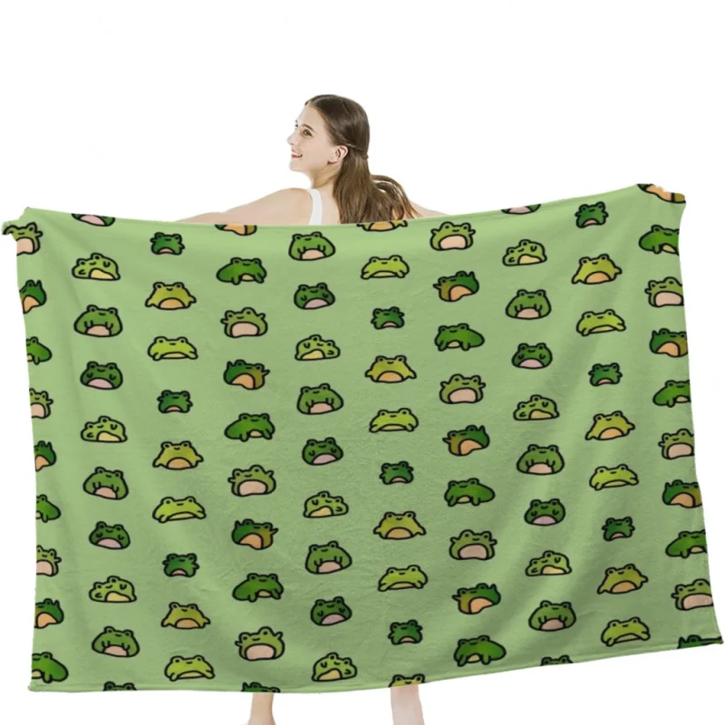 

Frogs Doodle Throw Blankets Soft Velvet Blanket Travel Bedding Blanket