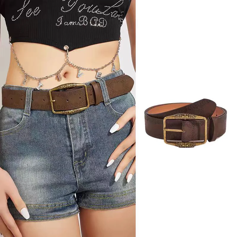 2024 Женский Ретро-этнический Американский Стиль Широкий Рельефный Ремень