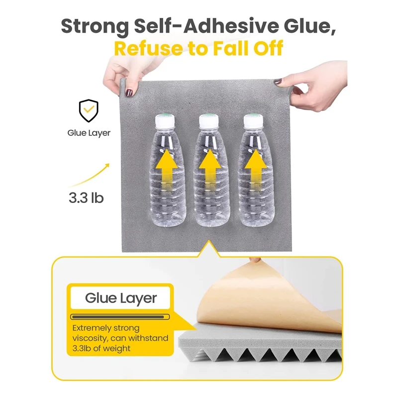 24 Pack Self-Adhesive Sound Proof Foam Panels 2Inch X 12Inch Acoustic For Home Studio Office