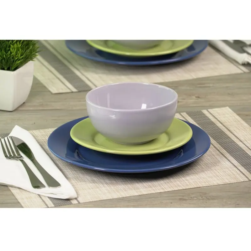

Selected 12-Piece Stoneware Dinnerware Set with Cool and Eye-Catching Tones – Perfect for Every Occasion!