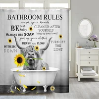 funny highland cow bathroom rules shower curtain western rustic farmhouse longhorn bull sunflowers and bubbles in bathtub gray