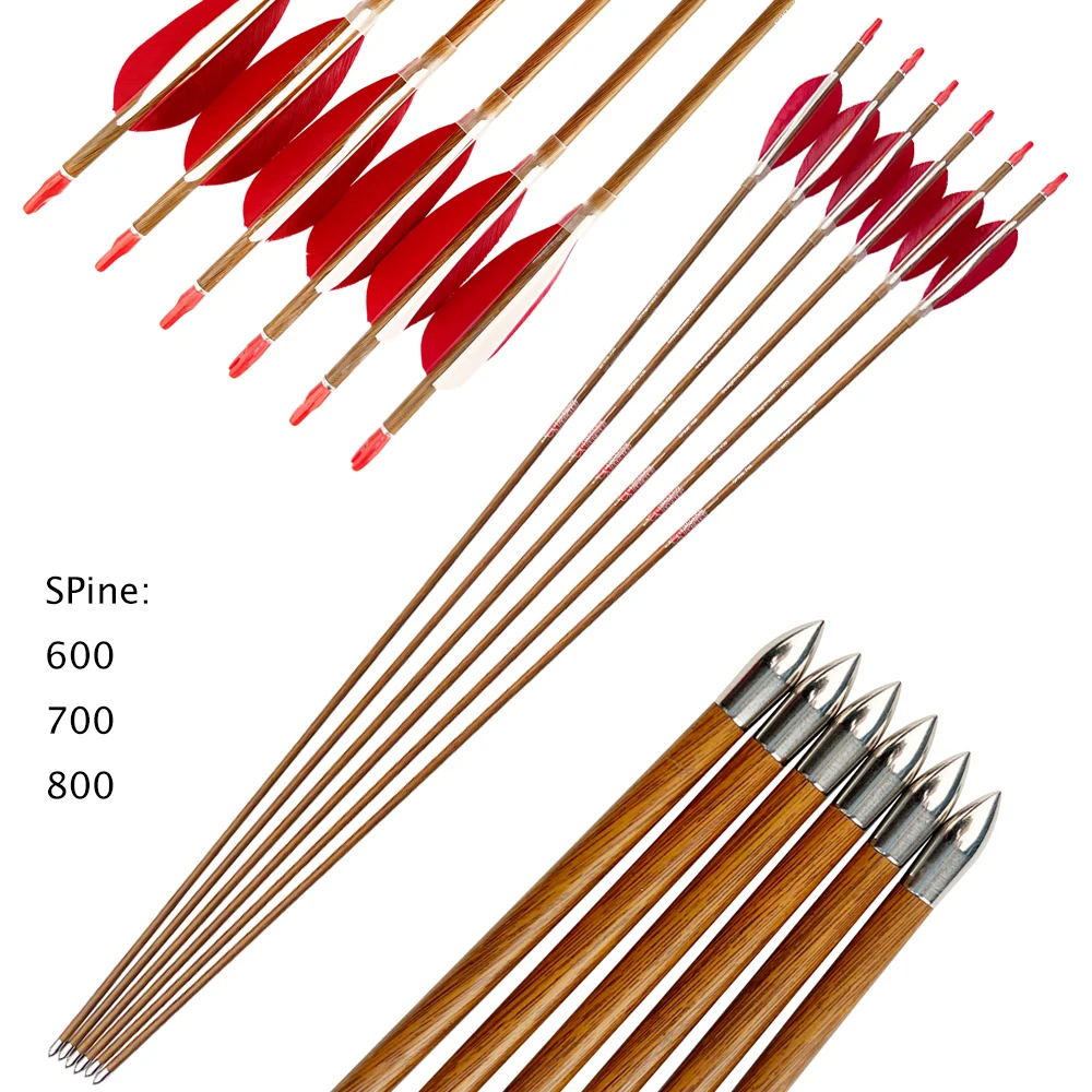 

12pcs Archery Wood Skin Pure Carbon Arrows ID4.2mm 3" Turkey Feather 80gr Tips Recurve Bow Longbow Shooting