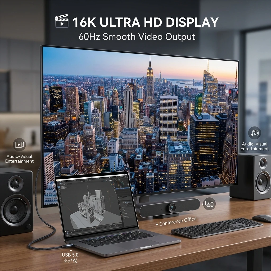 Фото Кабель USB 5.0 C-C, быстрая зарядка 240 Вт, высокоскоростной кабель передачи данных 80 Гбит/с, поддержка дисплея 16K 60 Гц, кабель Type C (штекер-штекер). №5