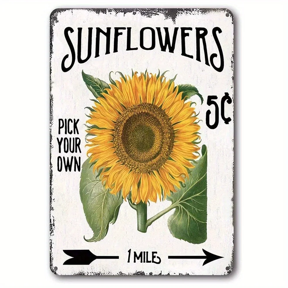 

Metal Tin Sign Vintage Painting Honey Bee Farm Sunflower Flower For Home Room Farmhouse Club Garden Metal Vintage Tin Sign Wall