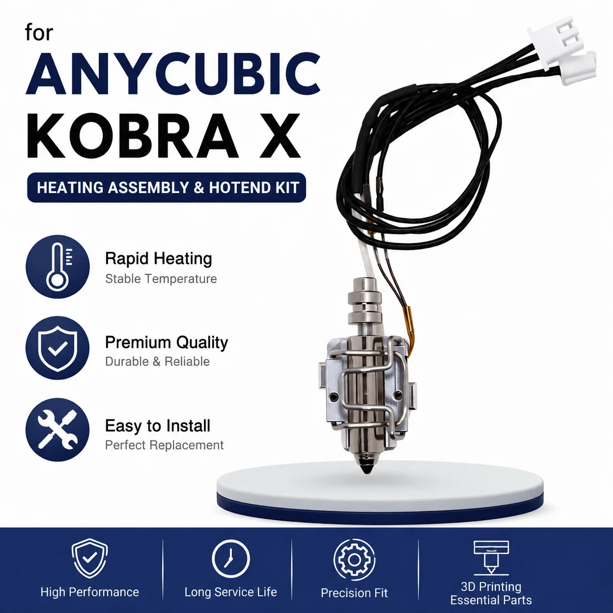 Фото Комплект хотэнда Anycubic Kobra X с соплом, нагревательным элементом и силиконовым чехлом, запасные части для 3D-принтера, включая щетку для чистки №1