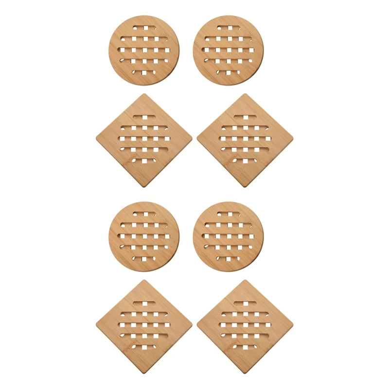 

Новые термостойкие Нескользящие бамбуковые подставки, коврик для кухонного стола, 8 шт. подставок для горячей кастрюли (15 см)