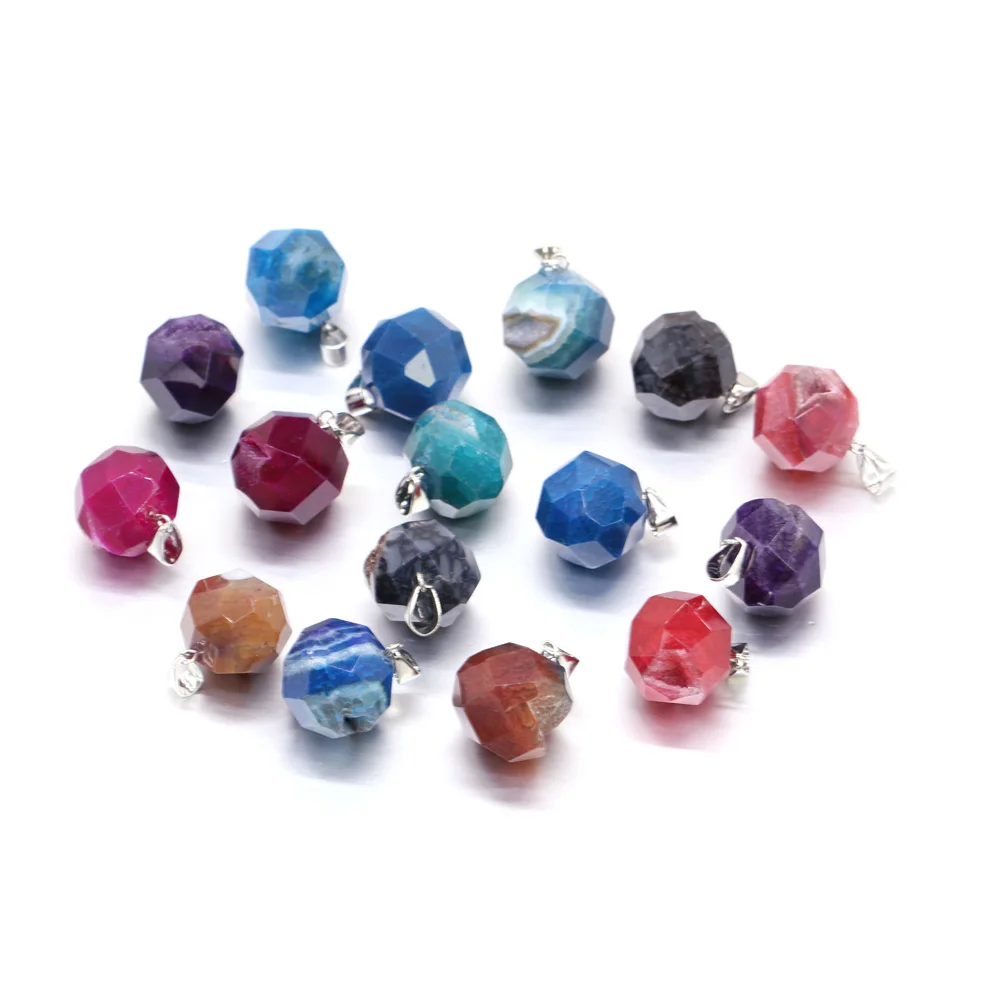 

Natural Stone Crystal Bud Faceted Dragon Pattern Agate Pendant For Jewelry MakingDIY Necklace Earring Accessory Charm Gift Party
