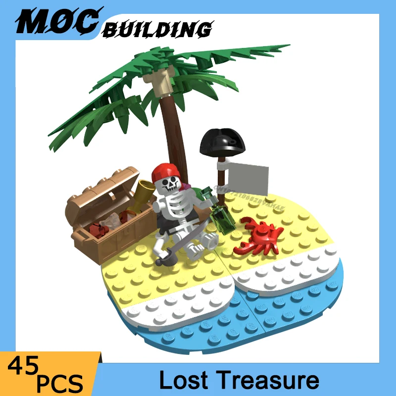 

Tiny Island Adventure Pirate Skeleton Lost Treasure Scene Model MOC Building Blocks Jewelry Gems DIY Creative Brick Kid Toy Gift