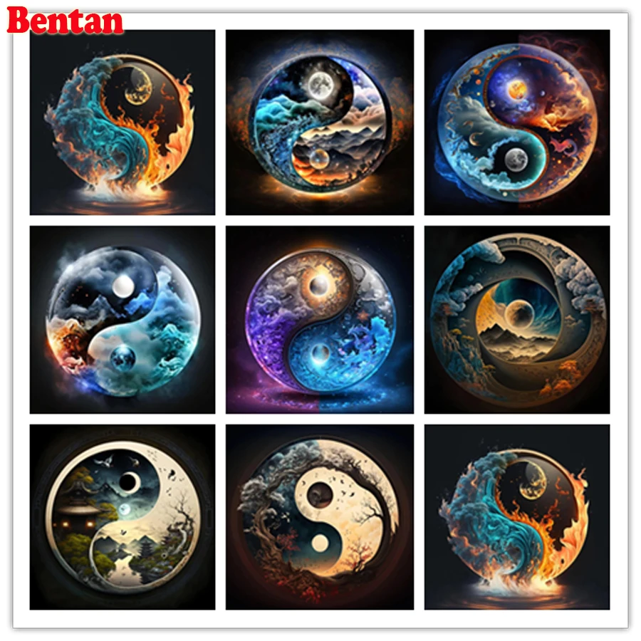 

Diy Diamond Painting 2023 Tai Chi Yin Yang Fantasy Landscape Cross Stitch Kit Rhinestone Mosaic Painting Diamond Embroidery