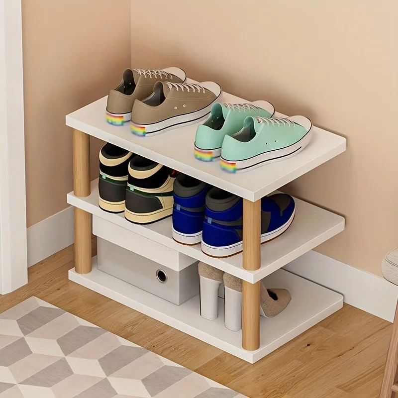

Двухслойная складная деревянная стойка для обуви, простой бытовой небольшой шкаф для обуви, экономичное общежитие, экономит место, подходи...