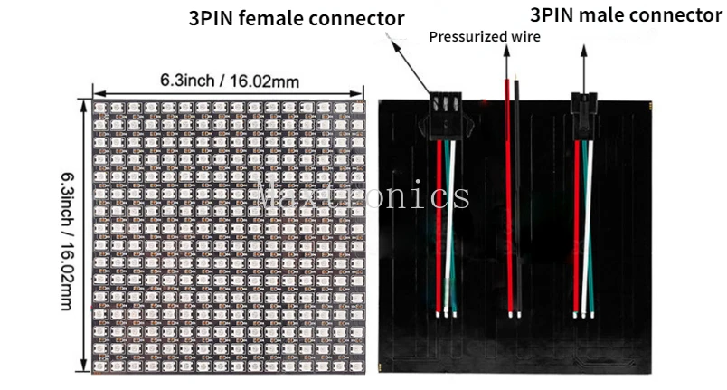 Цифровой гибкий индивидуально адресуемый пиксельный экран WS2812B RGB Φ SP110E Bluetooth