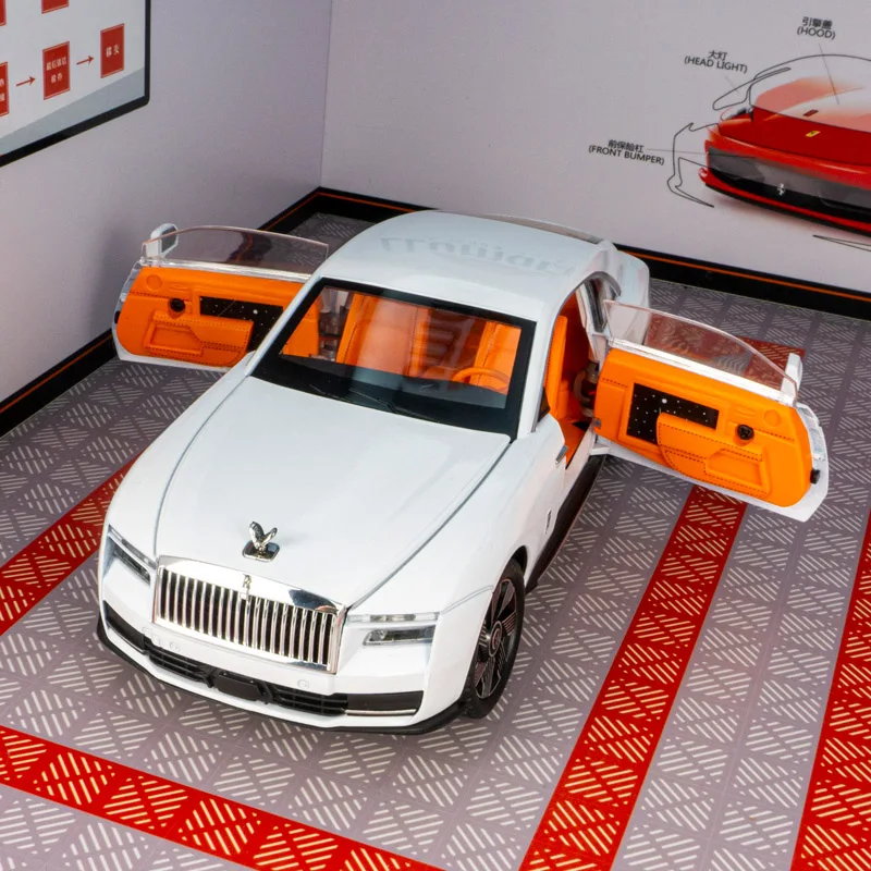Фото Коллекционная модель автомобиля Rolls Royce из блестящего сплава, масштаб 1:24, с открывающимися дверями, высококачественный седан, подарок. №4