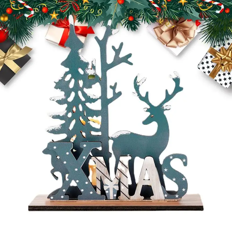 

Christmas Tabletop Decorations Christmas Reindeer Tree Wood Crafts Sign Decor Christmas Centerpiece Indoor Home Desktop