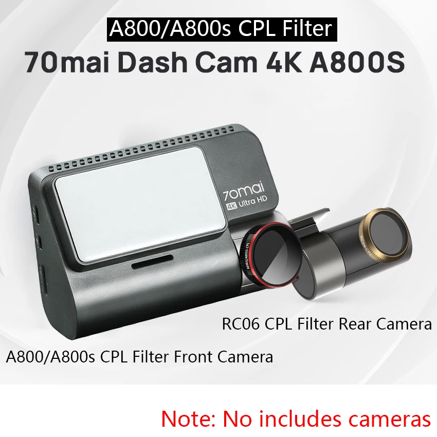 original 70mai Dash Cam A800s CPL Polarizing 70mai pro plus+A500s or RC06 Rear camera CPL Filter for 70mai A800 Static Sticker