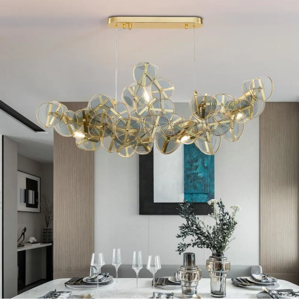 Rectangular crystal chandelier restaurant island decorative lights American creative window lights chandeliers