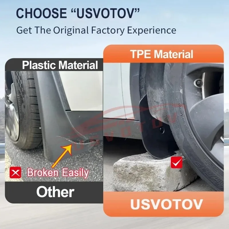 Фото Брызговики YUNV для Tesla Model 3 Y 2024-2025, защита от брызг из ТПЭ, аксессуары для внешнего обвеса, передние брызговики Juniper №4