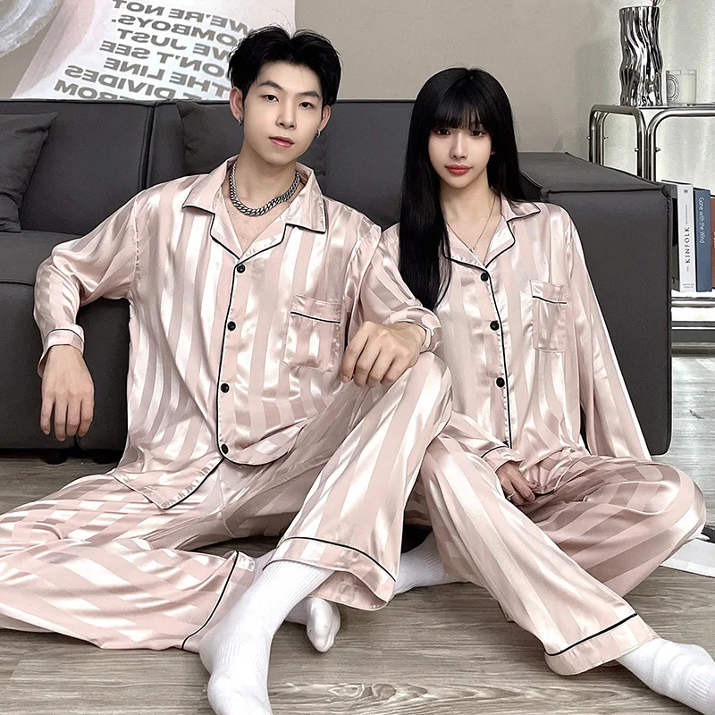 Couple Pajamas Spring and Autumn Long-sleeved Thin Section High-end Home Service Can Be Worn Outside Comfortable and Soft Suit