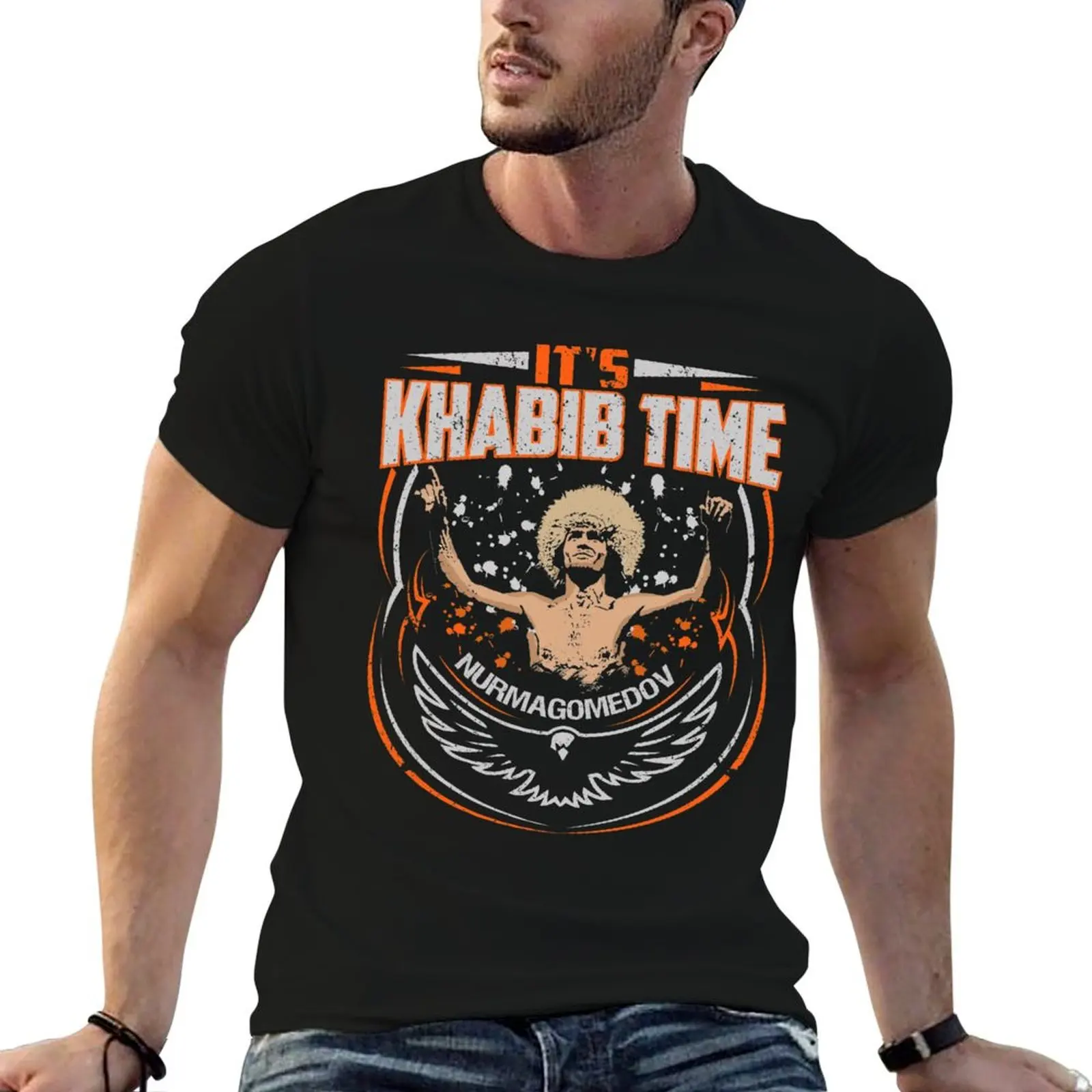 Фото Футболка Khabib Nurmagomedov, хлопковые футболки, высококачественные базовые футболки, забавные футболки, хлопковая футболка №1