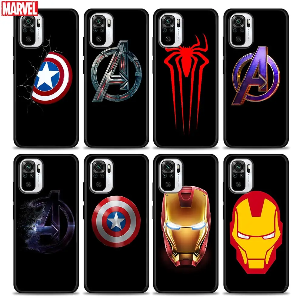 

Phone Case for Redmi Note 7 8 8T 9 9S 9T 10 11 11S 11E Pro plus 4G 5G Soft Silicone Case Cover Logo Of Marvel Heroes