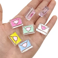 4pcs enamel envelope cute transparent acrylic loose beads diy bracelets necklace earrings cartoon findings jewelry making